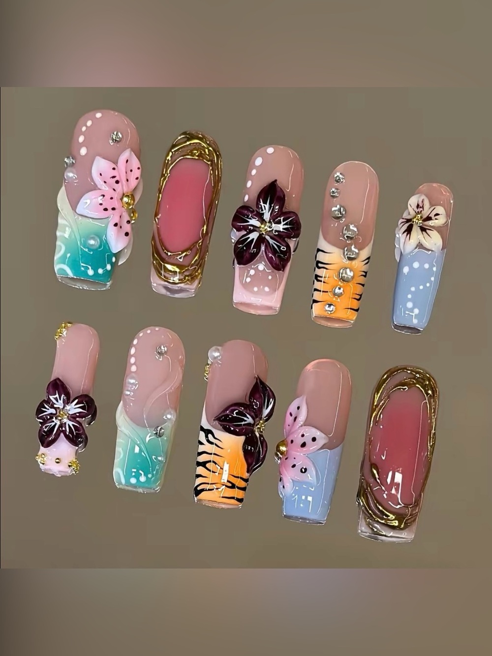 NailVesta Square Press-On Nail Set - Floral Muse
